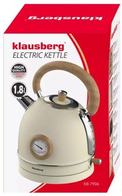 Ceanic cu termometru Klausberg KB 7906, 2200W, 1.8 l, Indicator nivel apa, Protectie supraincalzire, Crem