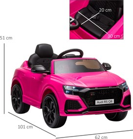 HOMCOM Mașină Electrică pentru Copii Audi RS Q8, 6V, 2 Motoare, Telecomandă, PP, 101x62x51 cm, Roz | Aosom Romania