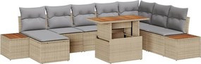 vidaXL Set de canapele pentru grădină 9 pcs Bej Rattan poli