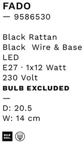 Aplica de perete boho style design natural Fado negru