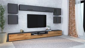 Living haaus Haga V3, Antracit/Stejar Wotan, L 360 cm
