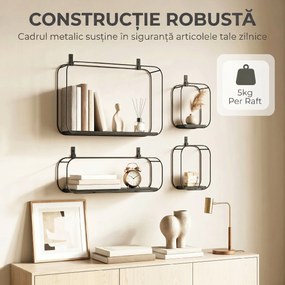 HOMCOM rafturi suspendate perete, rafturi decorative moderne | Aosom Romania