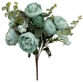 Bujori artificiali CHANTAL, Bleu turcoaz, 45cm