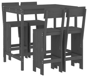 3157807 vidaXL Set mobilier bar pentru grădină, 5 piese, gri, lemn masiv pin