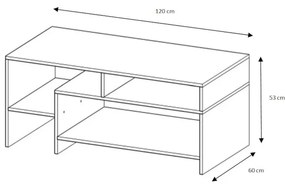 Masuta de cafea in decor stejar craft DEZI 120x60 cm