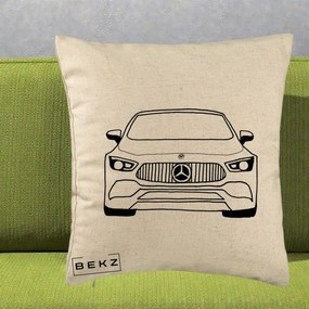 Perna Personalizata Mercedes-Benz Fata Linie, 40x40 cm, Bej, Husa Detasabila, Perna Inclusa, BEKZ®