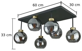 Lustră aplicată NESSA 6xE27/60W/230V negru/auriu/negru fumuriu
