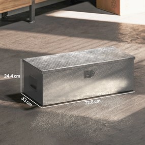 HOMCOM Cutie de Scule din Aluminiu cu Lacăt și 2 Chei, Mânere Laterale, Cutie de Depozitare 43L Rezistentă, Ideală pentru Camioane, Autorulote, Remorci, 76.2x33x24.4cm, Argintiu | Aosom Romania