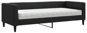 3196557 vidaXL Pat de zi cu saltea, negru, 80x200 cm, textil