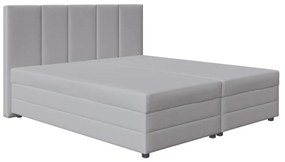 Pat tapițat ISABEL 160x200 cu saltea cu arcuri și spațiu de depozitare, gri deschis