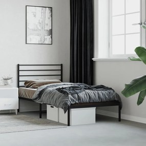 352311 vidaXL Cadru de pat metalic cu tăblie, negru, 90x190 cm