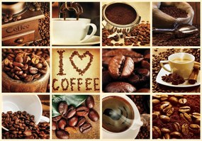 Fototapet - I love coffee - colaj (254x184 cm)