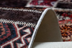 ANDRE 2305 covor lavabil oriental mozaic anti-alunecare - vin roșu / maro