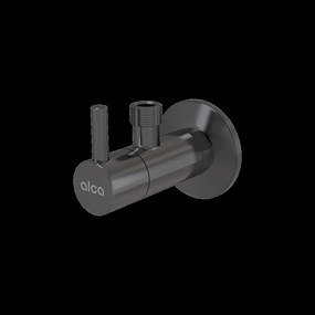 Robinet coltar rotund gun metal mat periat cu filtru 1 2 3 8 Alcadrain ARV001-GM-B Gun metal mat periat