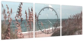 Tablou - Plaja roz (cu ceas) (90x30 cm)