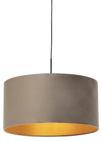 Lampă suspendată cu abajur din catifea taupe cu auriu 50 cm - Combi
