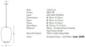 Pendul design modern Finc auriu, transparent