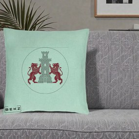 Perna Personalizata Cetatea Turnu Magurele Heraldic, 40x40 cm, Verde Menta, Husa Detasabila, Perna Inclusa, BEKZ®