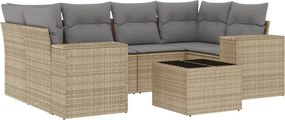 vidaXL Set canapele de grădină, 7 piese, cu perne, bej, poliratan