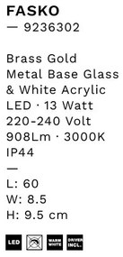 Aplica baie LED, protectie IP44, L-60cm, Auriu, Fasko NVL-9236302
