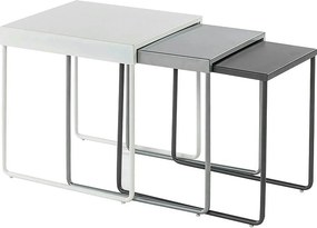 Set 3 masute cafea VICKY, alb/gri/gri inchis, metal