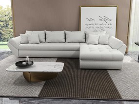 Colțar extensibil dumonde cu ladă de depozitare si sezut confortabil din spuma high-density, Loana XL Euphoria Ivory II 335x185 cm