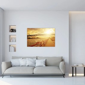 Tablou cu pod și apus de soare (90x60 cm)