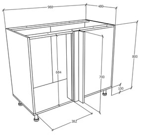 Corp haaus Karo, Gri Lucios/Alb, MDF, 98 x 50 x 80 cm