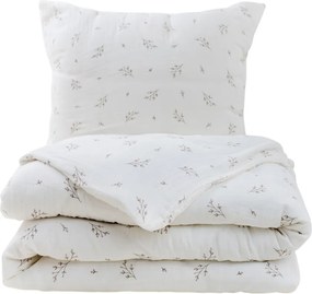 Lenjerie de pat din muselină Matex Crenguțe, 140 x 200 cm, 70 x 90 cm