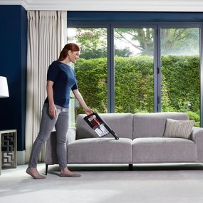 Aspirator vertical Ninja IZ300EUT, 309W, 0.7 l, 3 viteze, Autonomie pana la 60 min, HEPA, LED Smart display, Perie cu lumina, Negru / Rosu