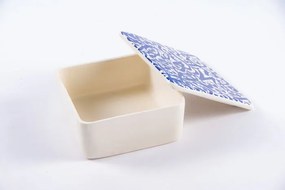 Cutie de depozitare din ceramică decorativă Scris Albastru