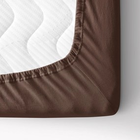 Goldea cearceaf de pat jersey cu elastic - maro închis 120 x 200 cm