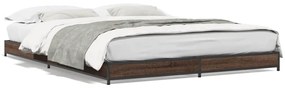 845155 vidaXL Cadru de pat, stejar maro, 120x200 cm, lemn prelucrat și metal
