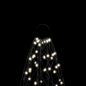 Brad de Craciun pe catarg, 200 LED-uri, alb rece, 180 cm Alb rece, 180 x 70 cm, Becuri LED in forma zigzag, 1