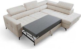 Colțar cu funcție de dormit Nardo L, extensibil, dreapta - chenille bej deschis Vibe 06