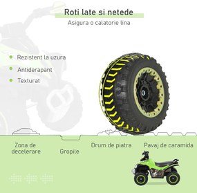 HOMCOM Mini ATV, Motocicletă pentru Copii 18-36 Luni cu Melodii Integrate și Ghidon Larg, 67,5x38x44 cm, Verde | Aosom Romania