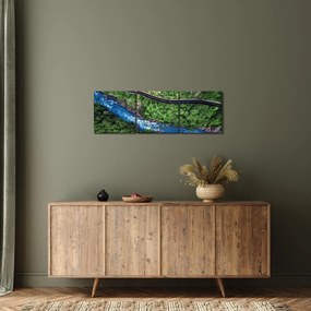 Tablou - Râu între munți, Caucaz, Rusia (cu ceas) (90x30 cm)