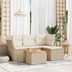 vidaXL Set canapele de grădină cu perne, 5 piese, bej, poliratan