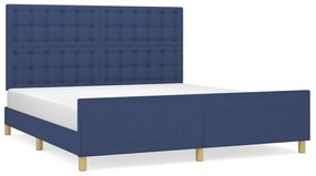 3125395 vidaXL Cadru de pat cu tăblie, albastru, 160x200 cm, textil