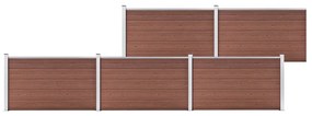 Gard de gradina, maro, 872 x 106 cm, WPC 1, Maro, 5 sectiuni