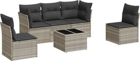 vidaXL Set canapele de grădină cu perne, 6 piese gri deschis poliratan