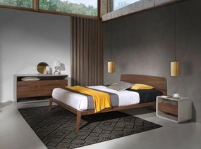 Pat dublu cu furnir din lemn Collen, 160x200cm