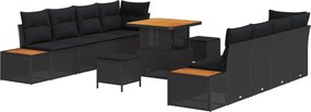 vidaXL Set de canapele pentru grădină 11 pcs Negru Rattan poli