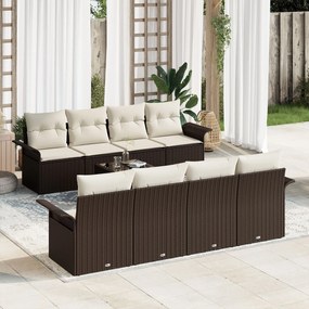 vidaXL Set de canapele pentru grădină 9 pcs Maro Rattan poli