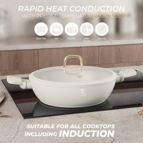 Cratiță cu capac 28 cm, 3.8L – Berlinger Haus Sahara Collection BH 8068, crem, antiaderentă, pentru rețete rapide și sănătoase