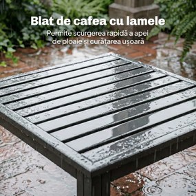 Outsunny Set de Grădină din Metal 3 Piese cu Măsuță cu Șipci și Perne | Aosom Romania