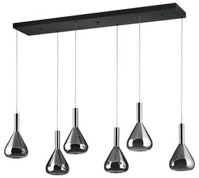 Lustră neagră LED cu abajur din sticlă Cipera – CINQUE