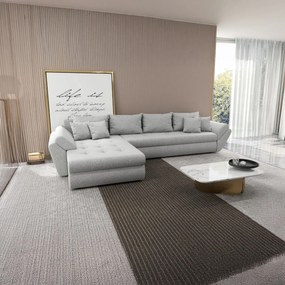 Colțar extensibil dumonde cu ladă de depozitare si sezut confortabil din spuma high-density, Loana XL Euphoria Dove 335x185 cm