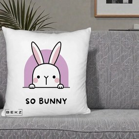 Perna Decorativa So Bunny Kawaii, 40x40 cm, Alb Pufos, Husa Detasabila, Perna Inclusa, BEKZ®