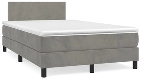 3141173 vidaXL Pat continental cu saltea, gri deschis, 120x200 cm, catifea